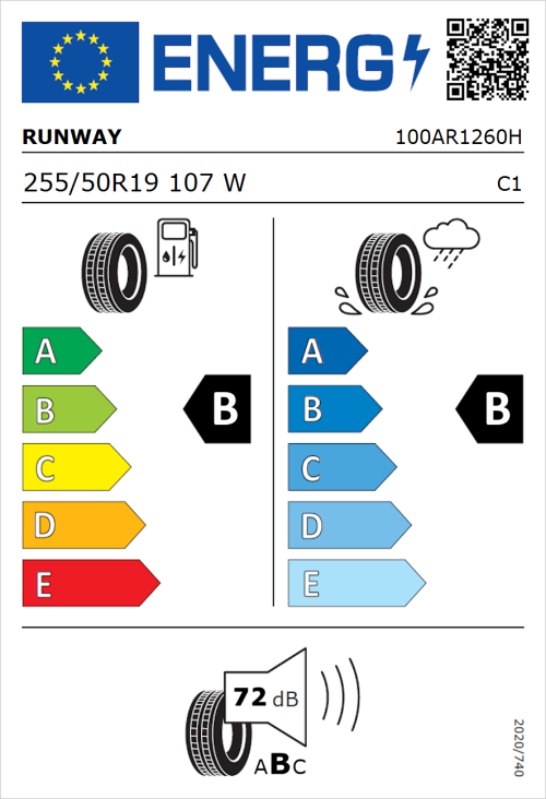 Tyre Label for Runway Enduro Sport 255/50R19 107W